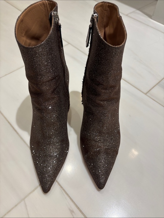 Aquazzura Shoes - Aquazzura Sparkle Pointed Toe Ankle Boots in Brown